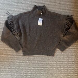 Torn by Ronny Kobo Brown Fringe Turtleneck Sweater